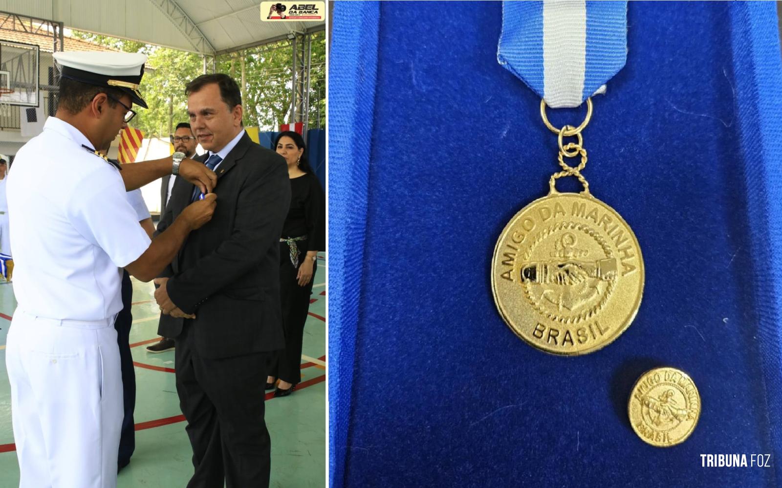 Delegado chefe da DPF de Foz do Iguaçu é agraciado com a medalha amigos da Marinha