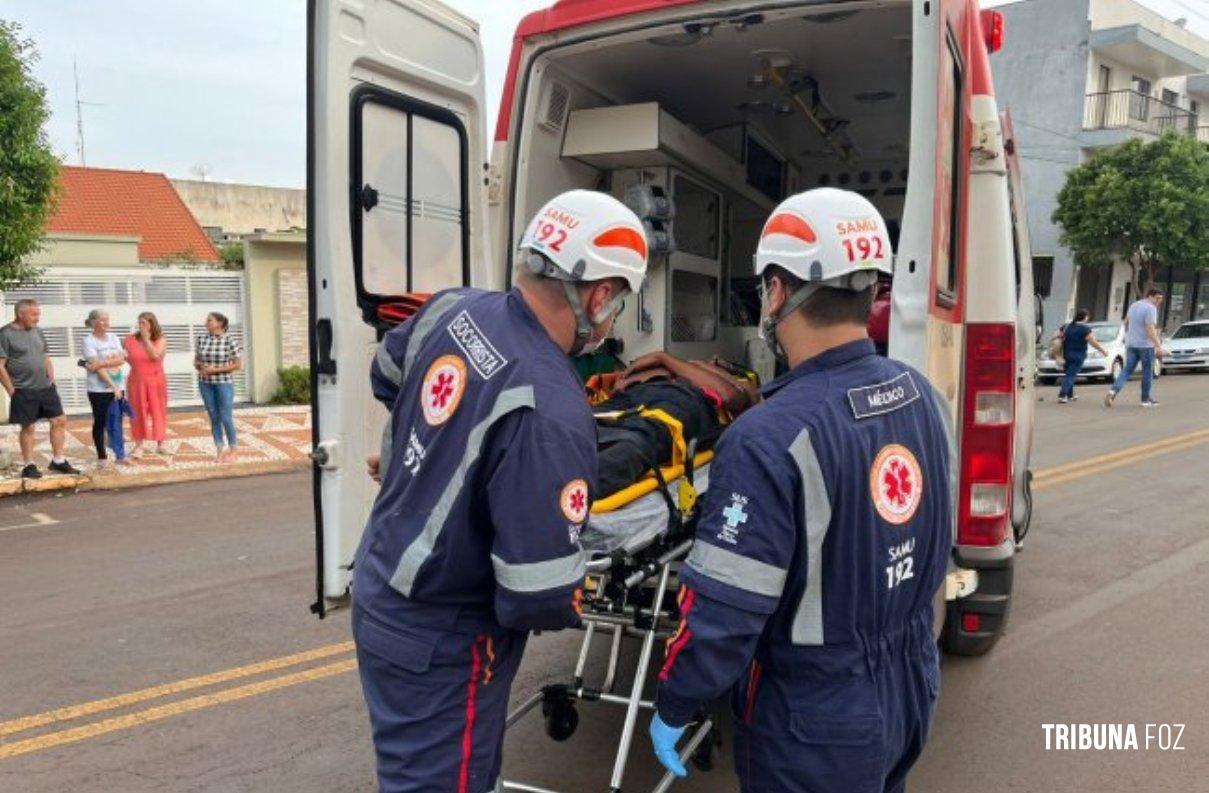 Entregador é levado ao hospital após acidente de trânsito em Santa Helena