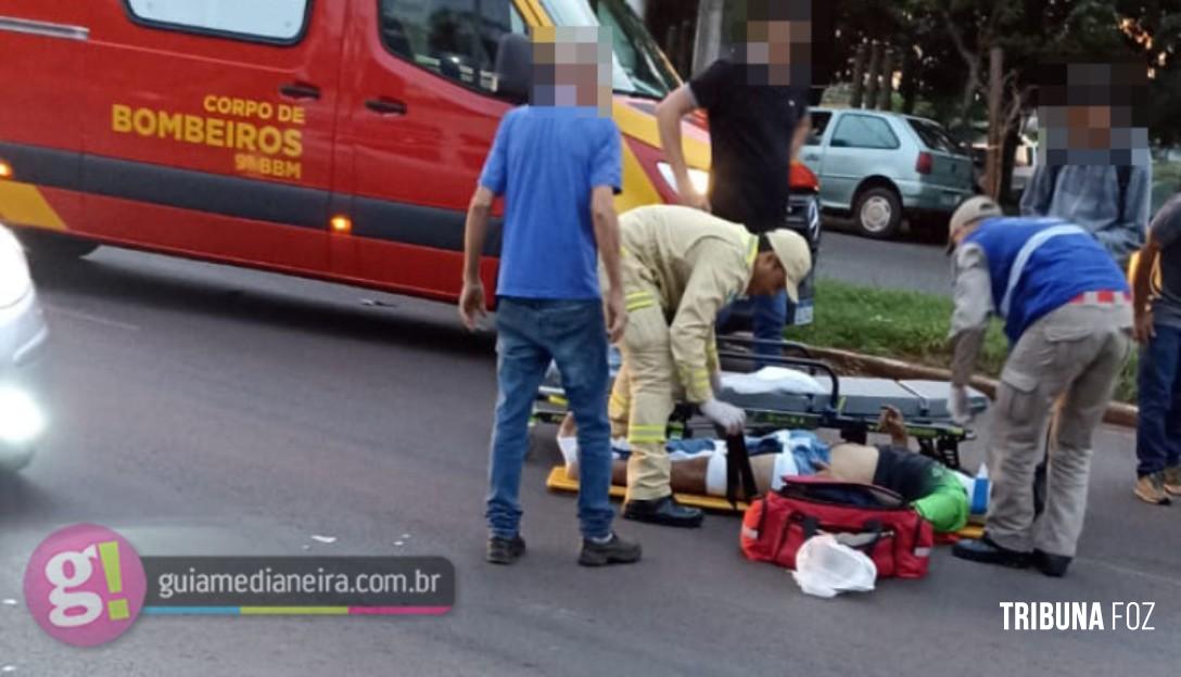 Motociclista fica ferido em acidente na Av. Brasília, no Bairro Condá em Medianeira