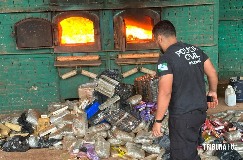 Polícia Civil de Santa Terezinha de Itaipu realiza incineração de drogas