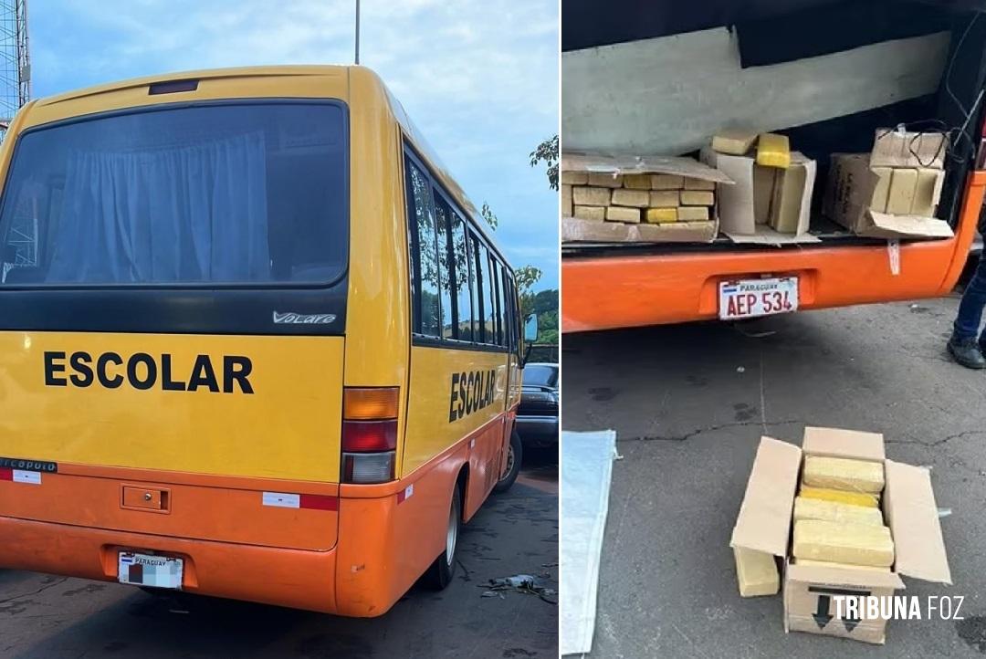 Receita Federal apreende ônibus escolar com 65,1 Kg de maconha na Ponte da Amizade