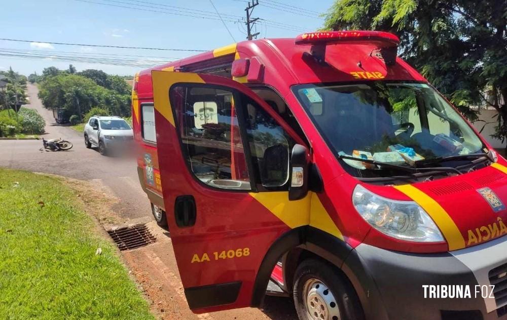 Acidente envolvendo carro e moto é atendido pela PM e bombeiros em Marechal Cândido Rondon