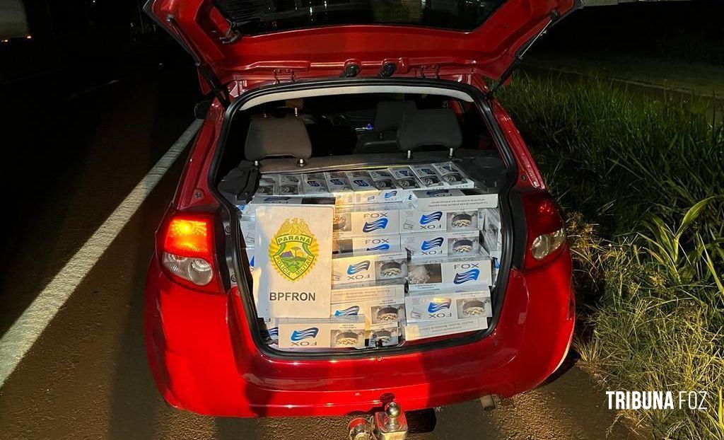 BPFRON apreende veículo com 400 pacotes de cigarros contrabandeados em São Miguel do Iguaçu