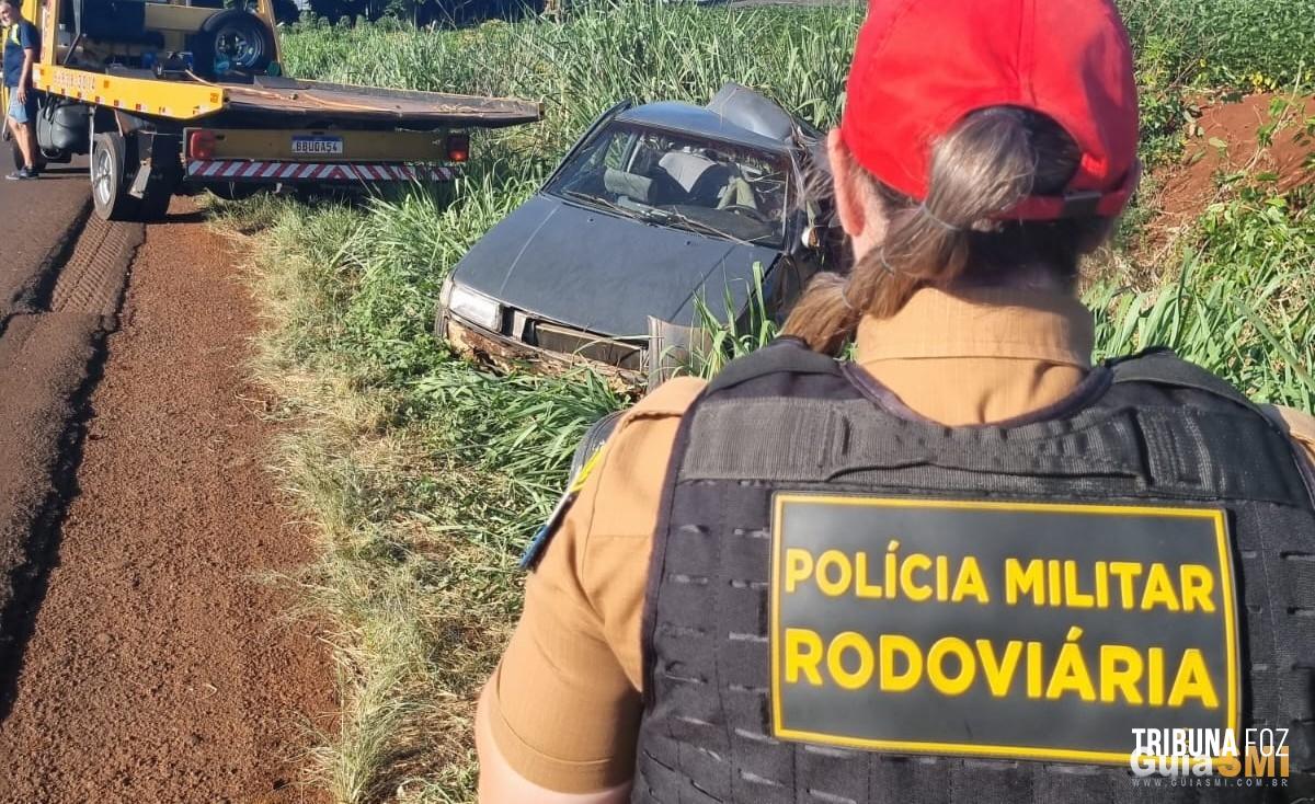 Capotamento de veículo deixa três pessoas feridas em São Miguel do Iguaçu