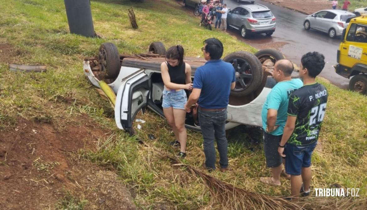 Condutora capota veículo no Km 3,5 em Ciudad Del Este