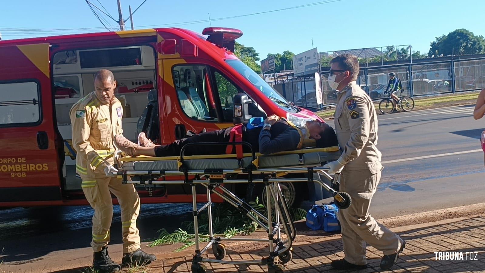 Óleo na pista provoca queda de moto na Av. Felipe Wandscheer