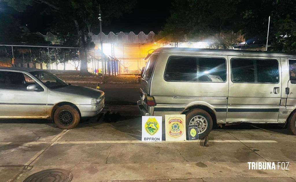 PF e a PM apreendem veículos e caixas de cigarros contrabandeados em Itaipulândia