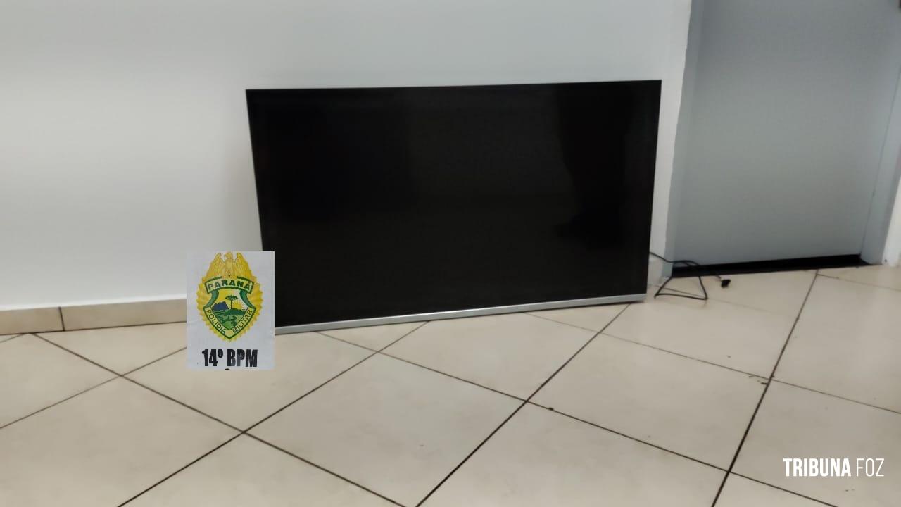 Policia Militar recupera televisor furtado no centro de Foz do Iguaçu 