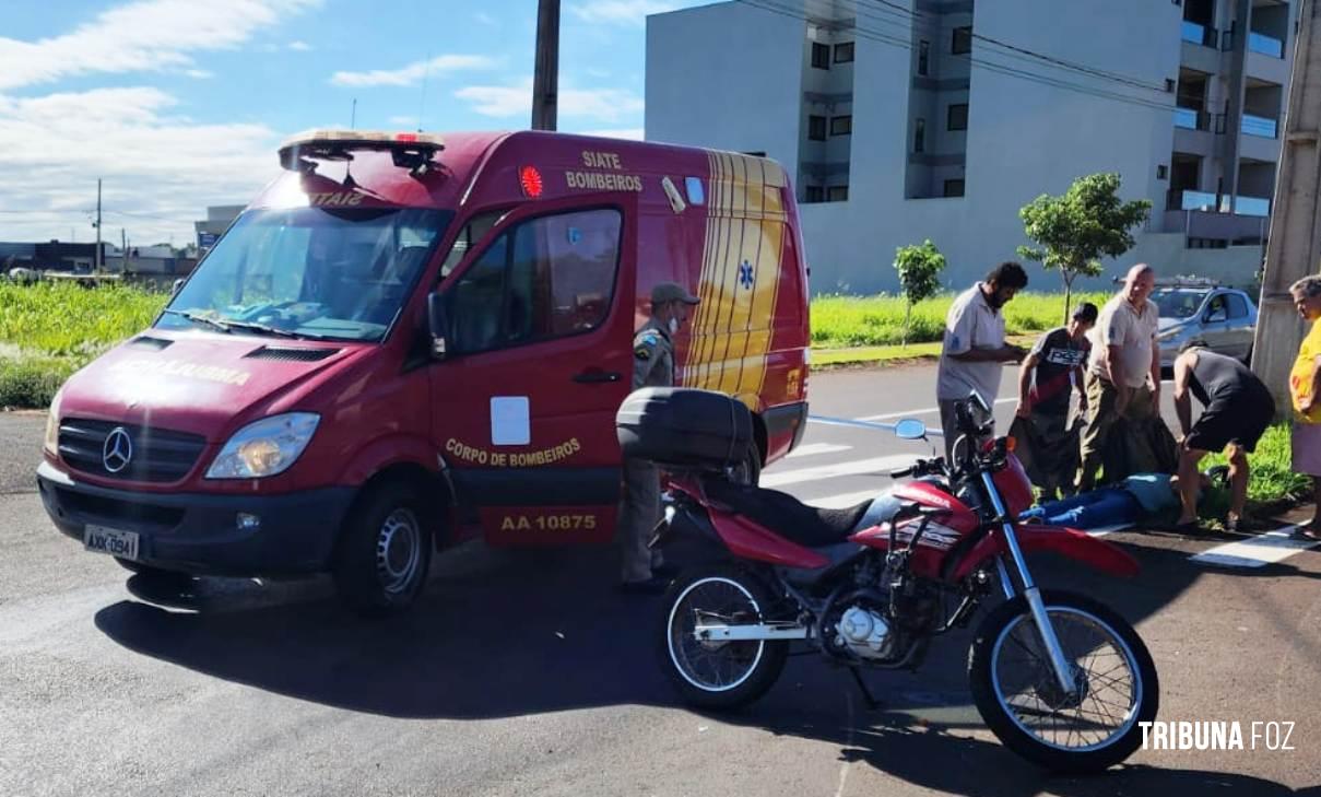 Siate socorre motociclista após colisão na Av. Garibaldi