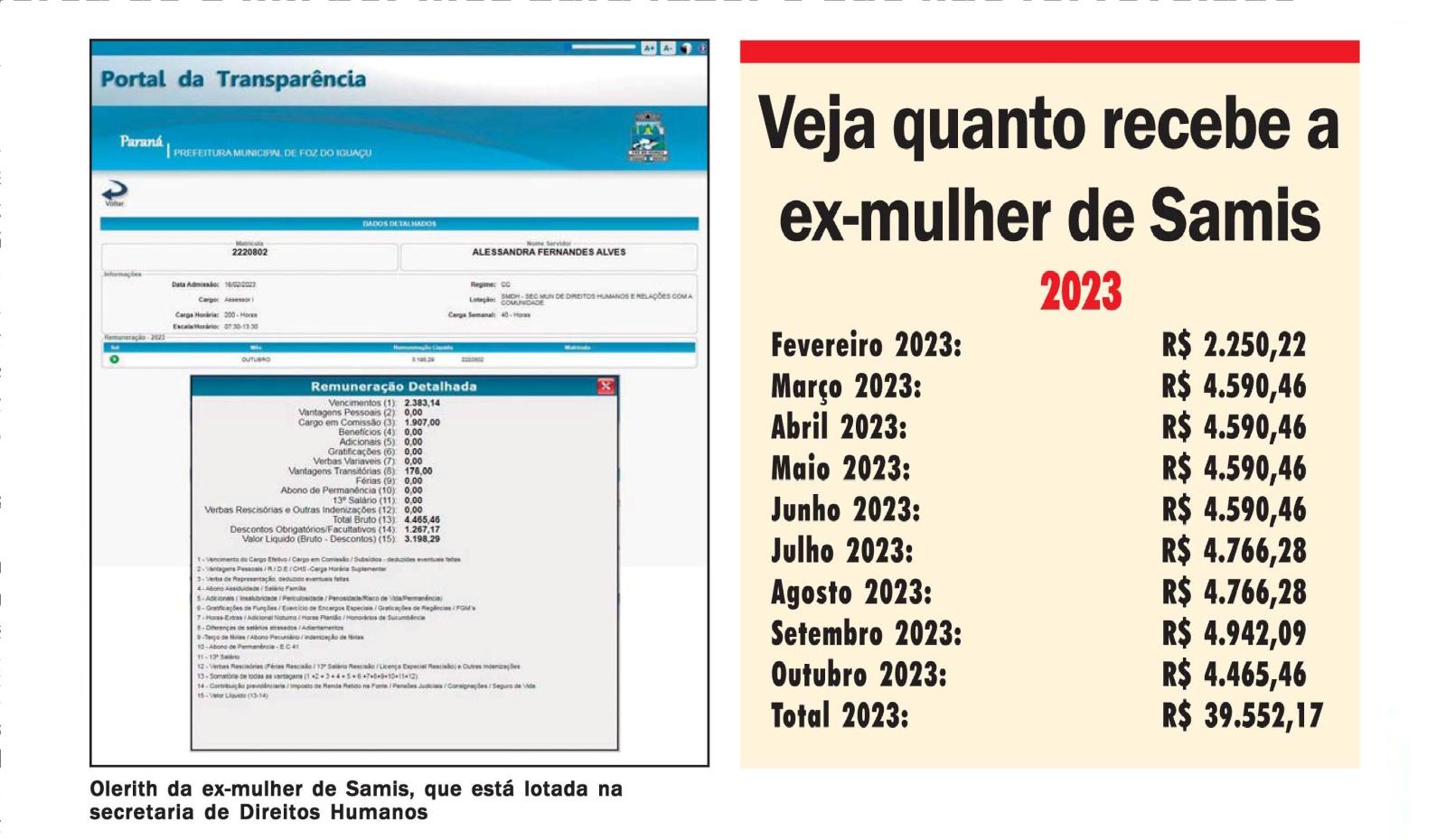 Ex-mulher de Samis da Silva também esta nomeada na prefeitura de Foz do Iguaçu