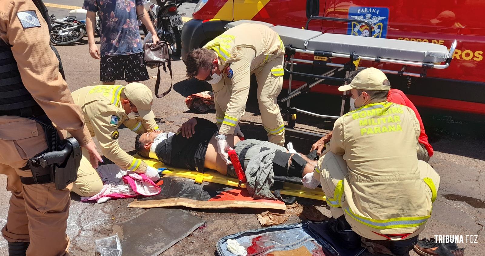 Motociclista fica gravemente ferido após colisão na Av. Javier Koelbel