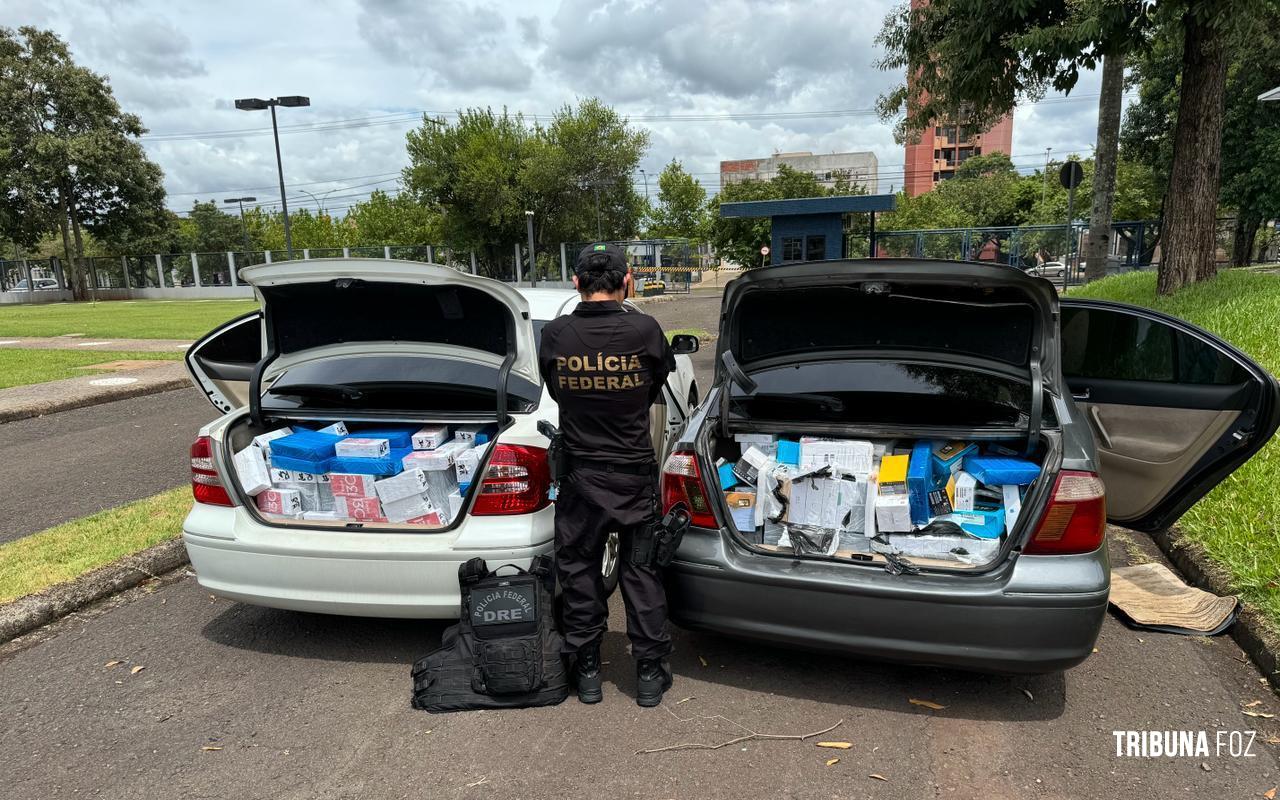 Policia Federal prende cinco pessoas em comboio de veículos transportando centenas de mercadorias descaminhadas