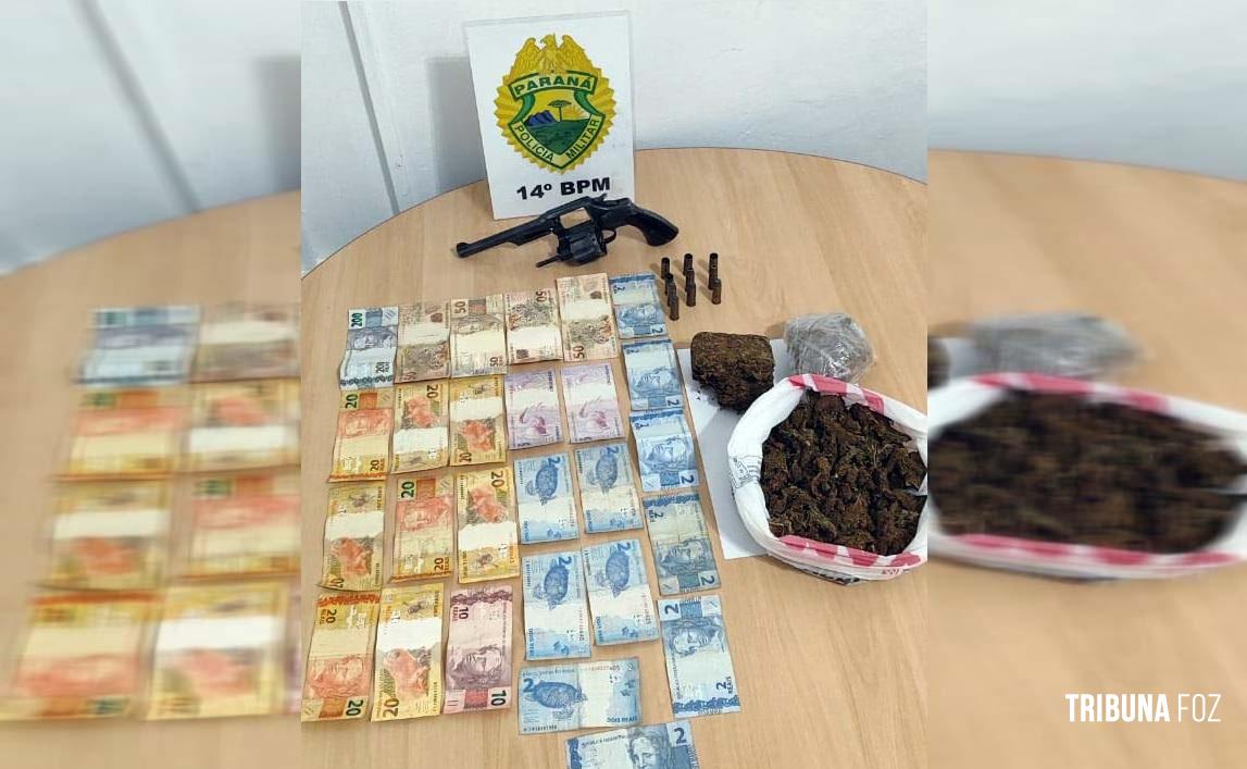 PM prende homem com arma de fogo e maconha no Bairro Porto Belo