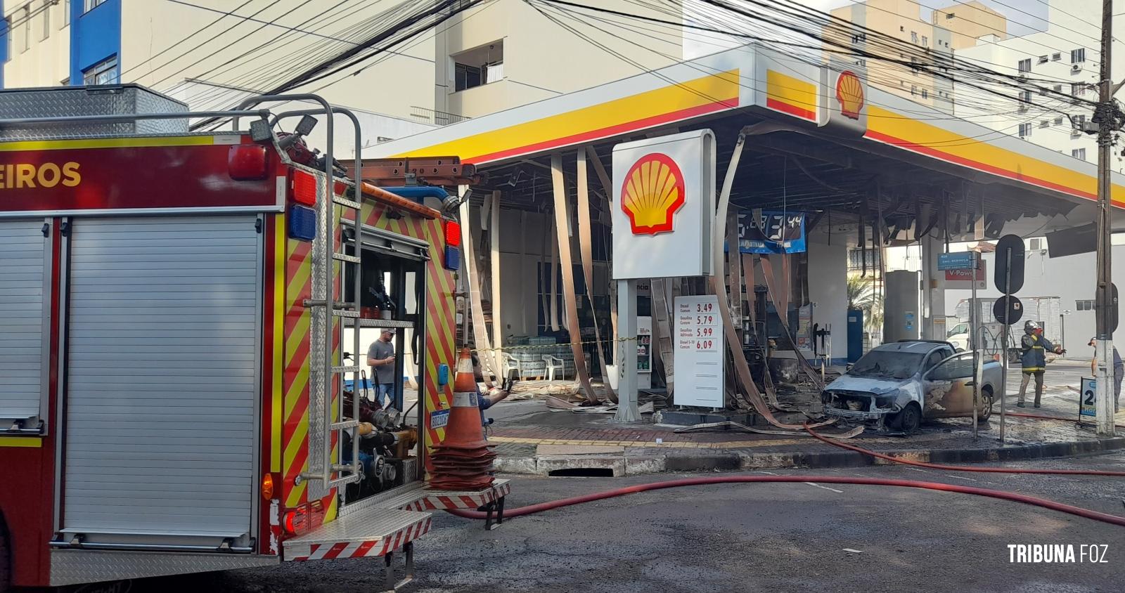 Incêndio em Posto de Combustível no centro de Foz mobiliza o Corpo de Bombeiros