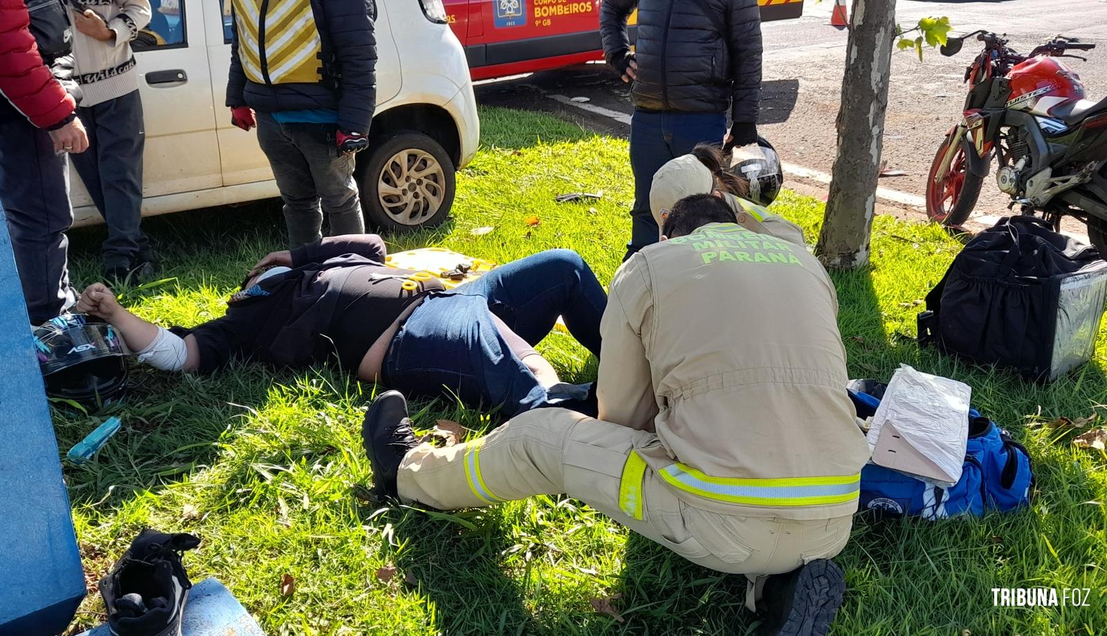 Motociclista fica gravemente ferido após colisão na Av. Paraná