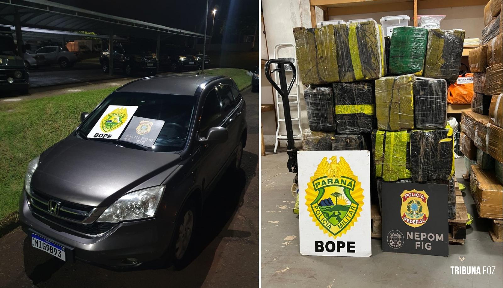 PF e PM apreendem veículo carregado com 525 Kg de maconha em Foz do Iguaçu