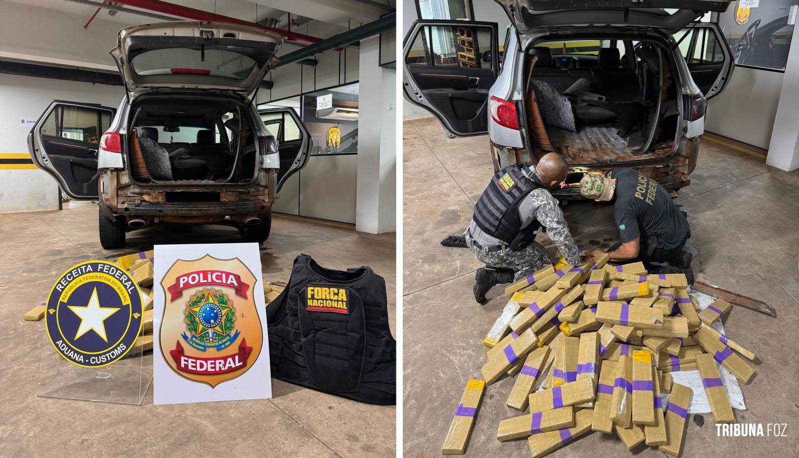 Polícia Federal, Receita Federal e Força Nacional prendem motorista com cerca de 132 Kg de entorpecentes