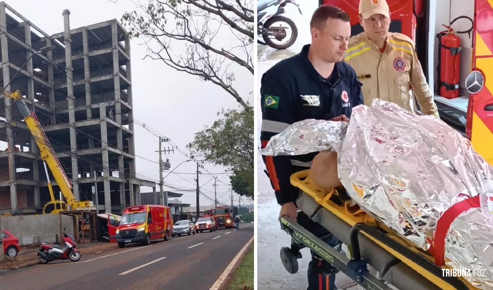 Trabalhador fica ferido e é resgatado das alturas após sofrer queda no Jardim Panorama