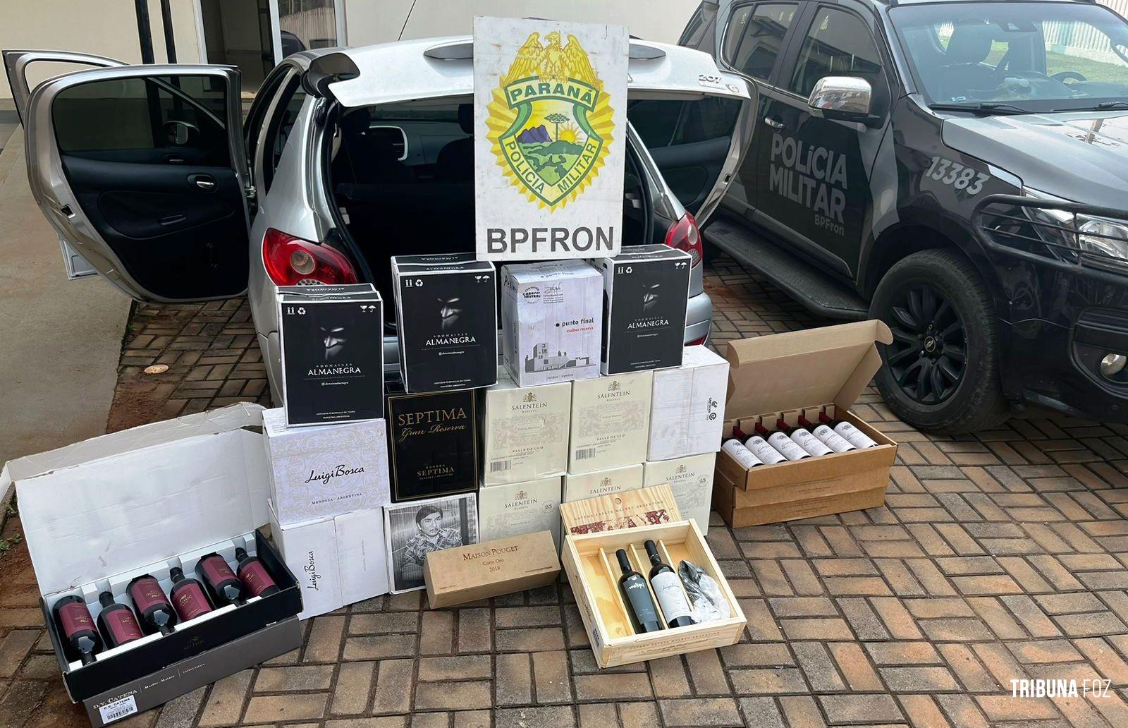 BPFRON apreende veículo carregado com 117 garrafas de vinho no sudoeste do Paraná