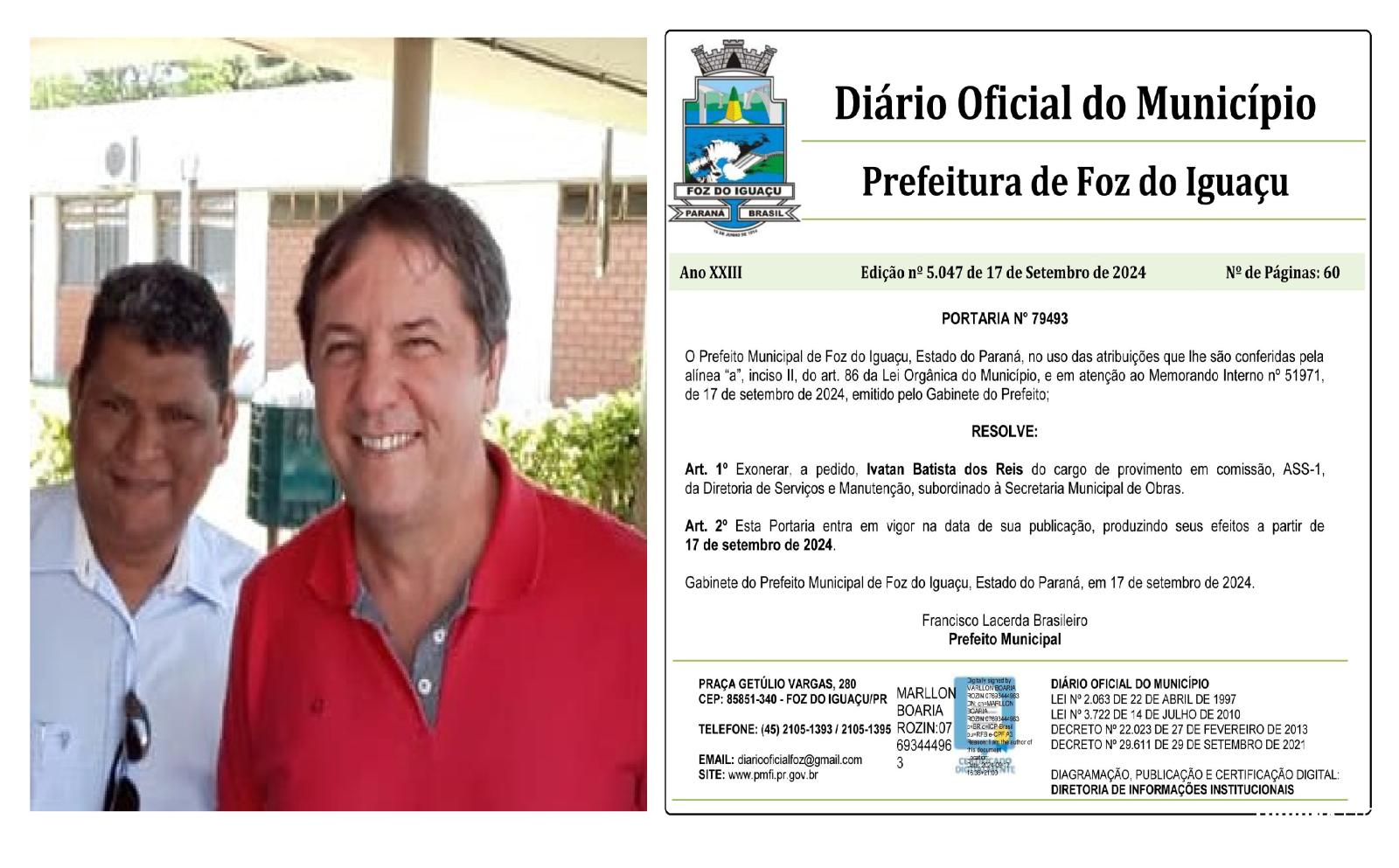 Após denúncia de receber dinheiro de campanha do General, diretor de obras do Prefeito pede demissão