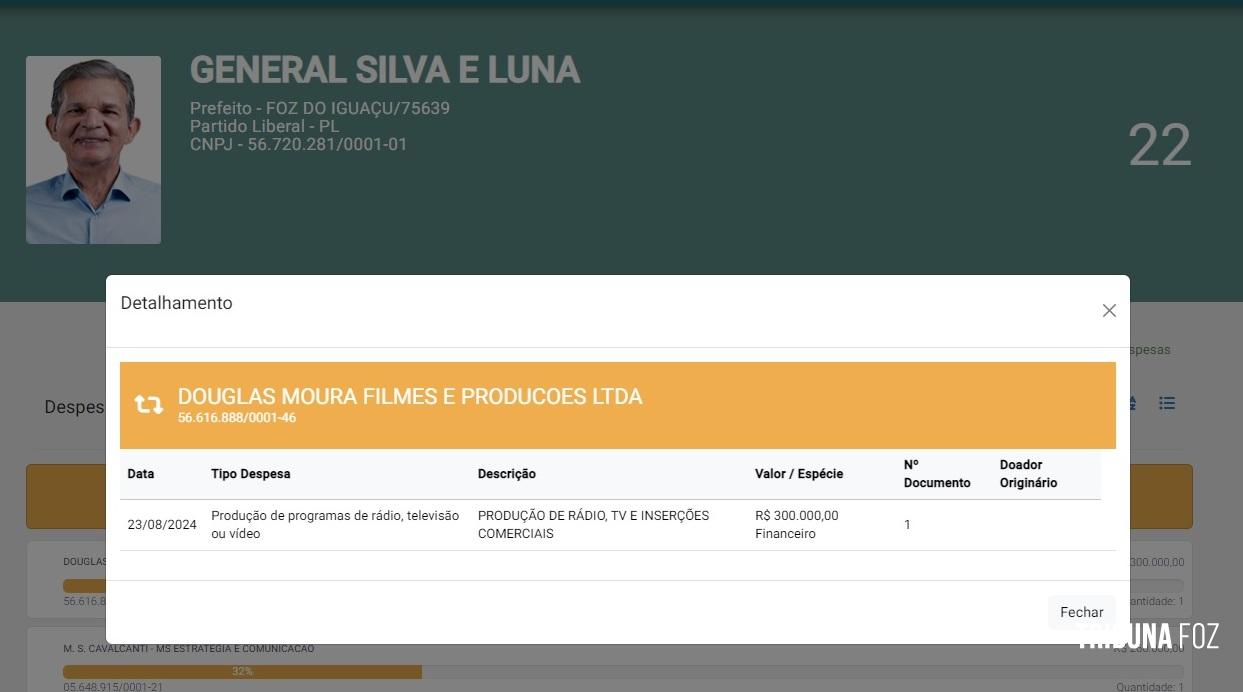 Mais um CC de Chico Brasileiro recebeu R$ 300 mil da campanha do General