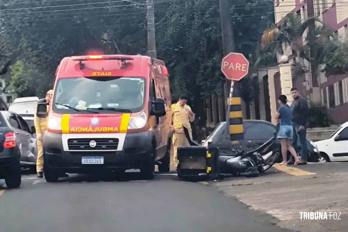 Motociclista é socorrido pelo Siate após colisão na Av. República Argentina