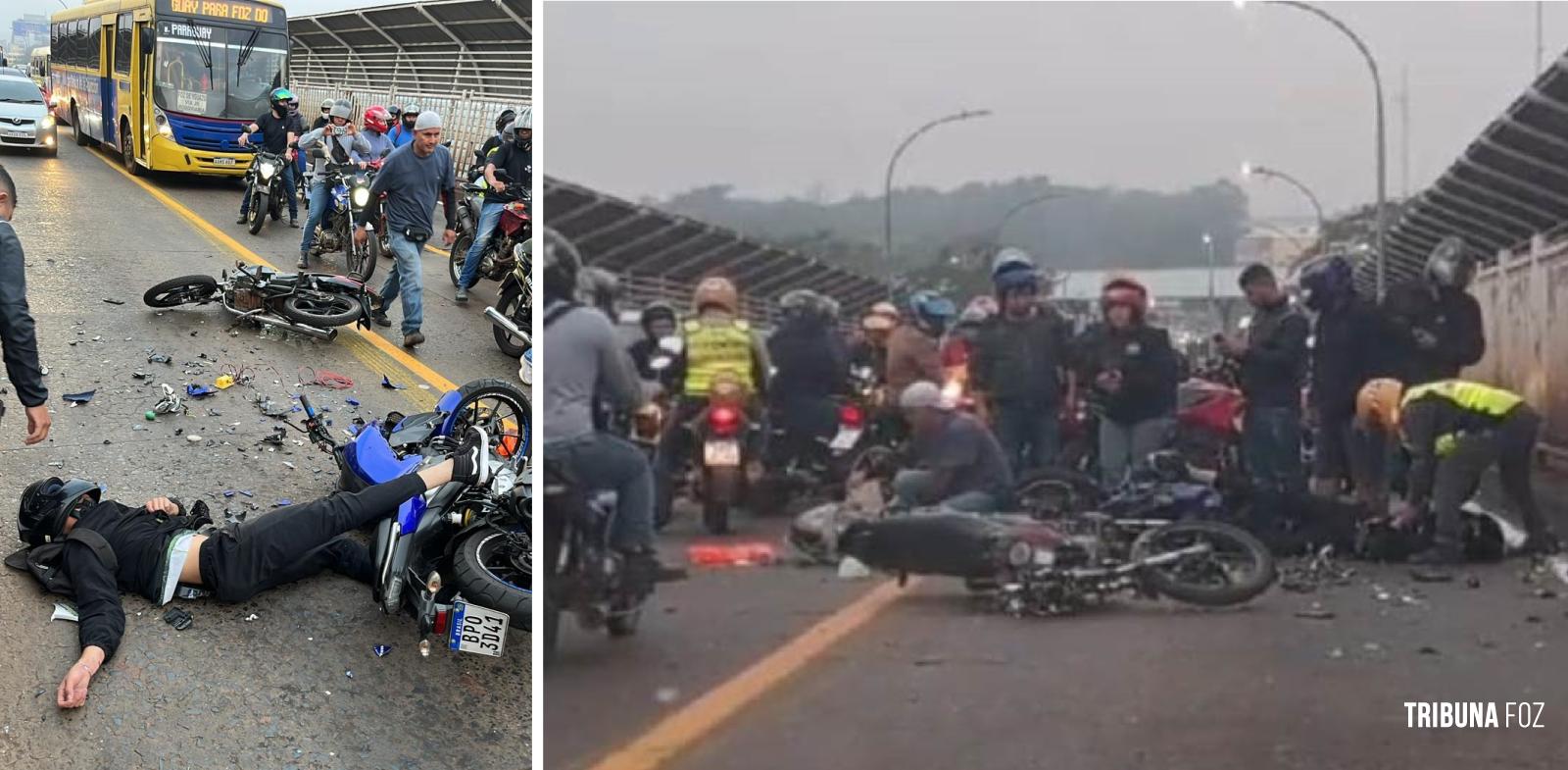 Siate socorre motociclistas após colisão no meio da Ponte da Amizade