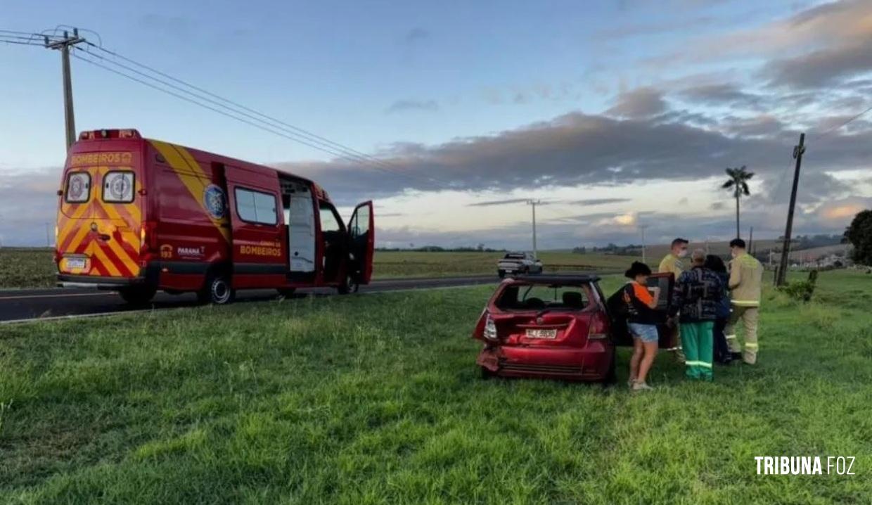 Adolescente fica ferida após acidente entre dois carros entre Nova Santa Rosa e Marechal Cândido Rondon