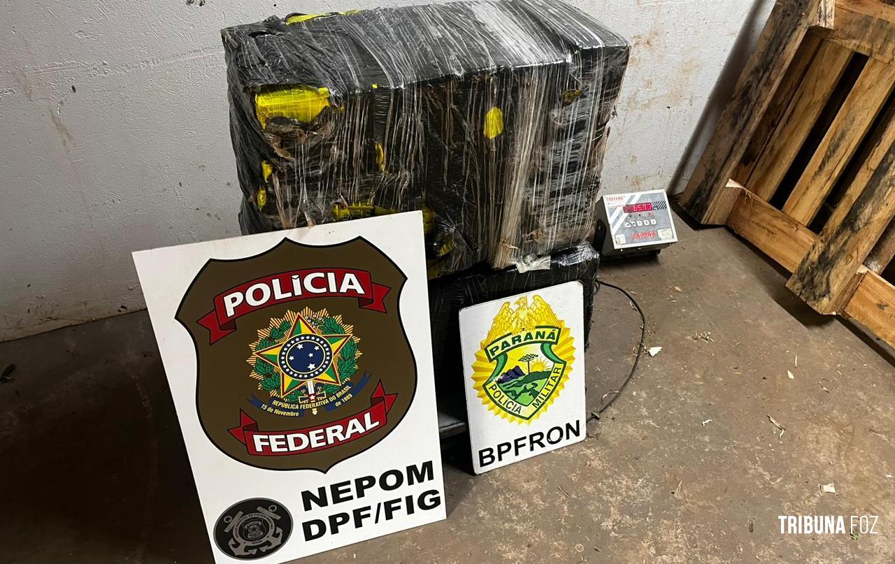 BPFRON e Policia Federal apreendem 65 Kg de maconha em Foz do Iguaçu