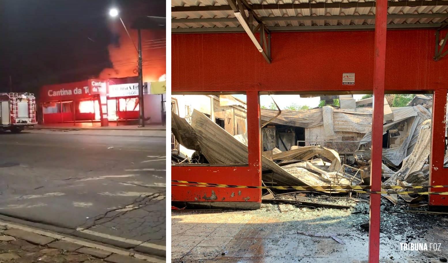 Cantina da Têre é consumida pelo fogo durante a madrugada