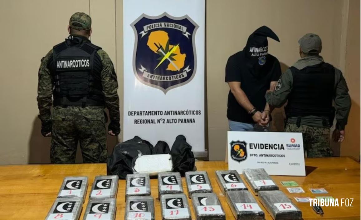 Departamento Antinarcóticos da Policia Nacional do Paraguai apreende 17,4 Kg de cocaína em Minga Guazú