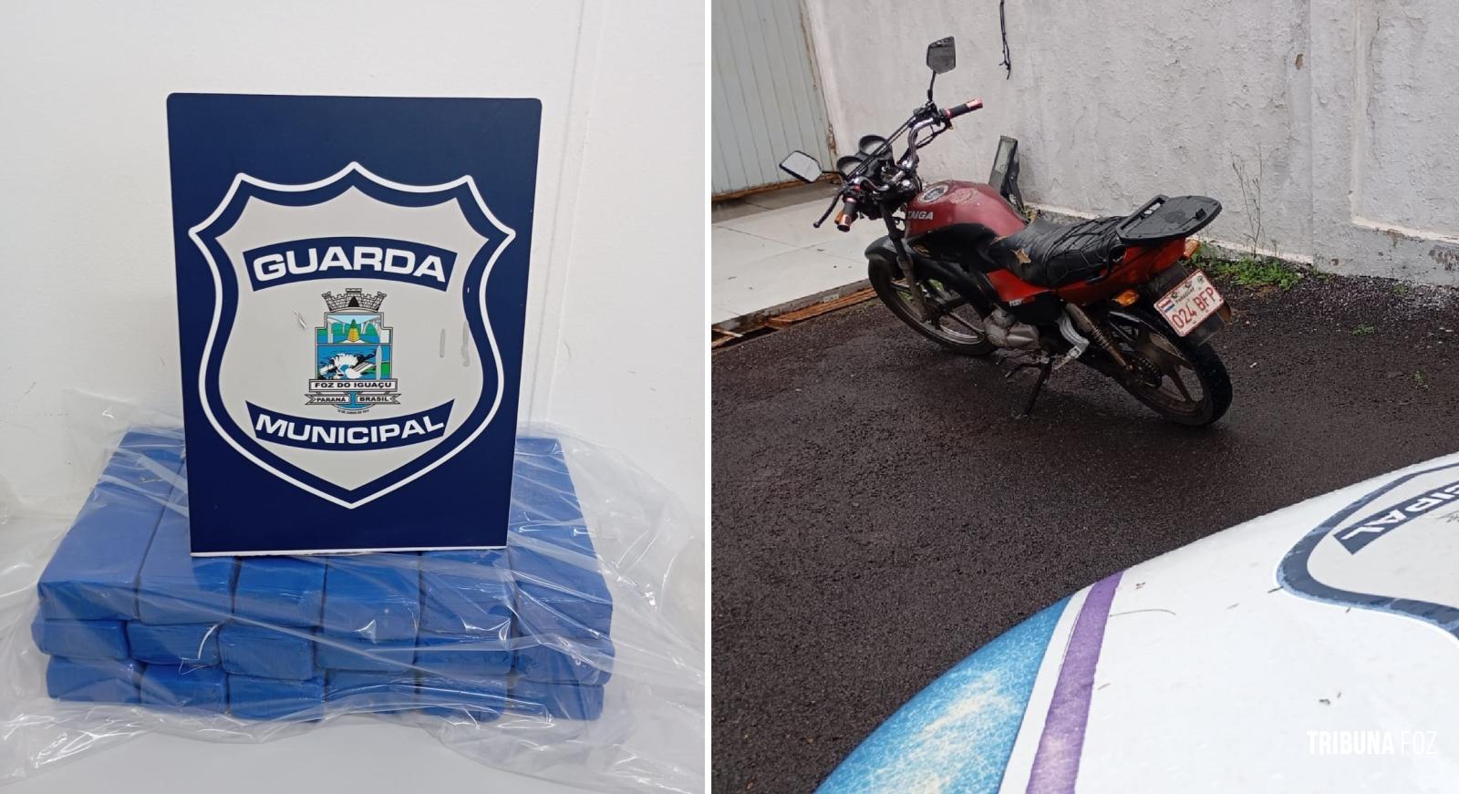 Guarda Municipal apreende 16,7 Kg de maconha e uma moto que faria o transporte da droga na Vila Portes