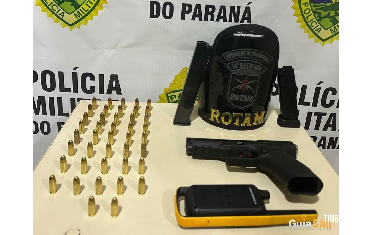 ROTAM apreende menor com pistola e radiocomunicador no bairro Ipê em Medianeira