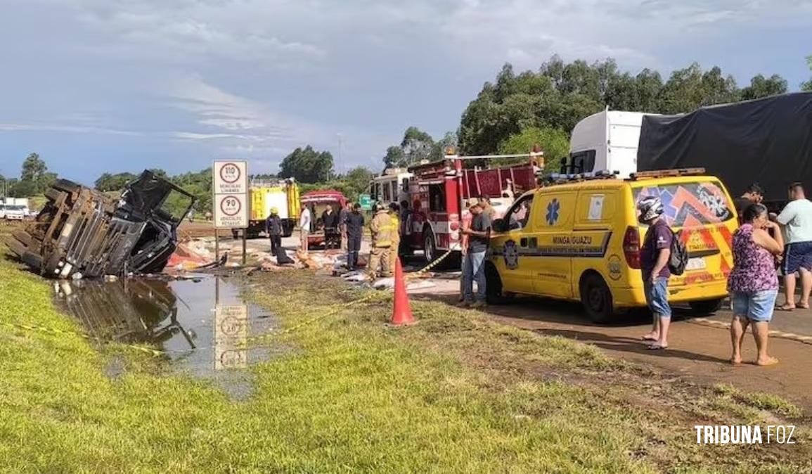 Caminhoneiro morre após acidente em Minga Guazú, no Paraguai