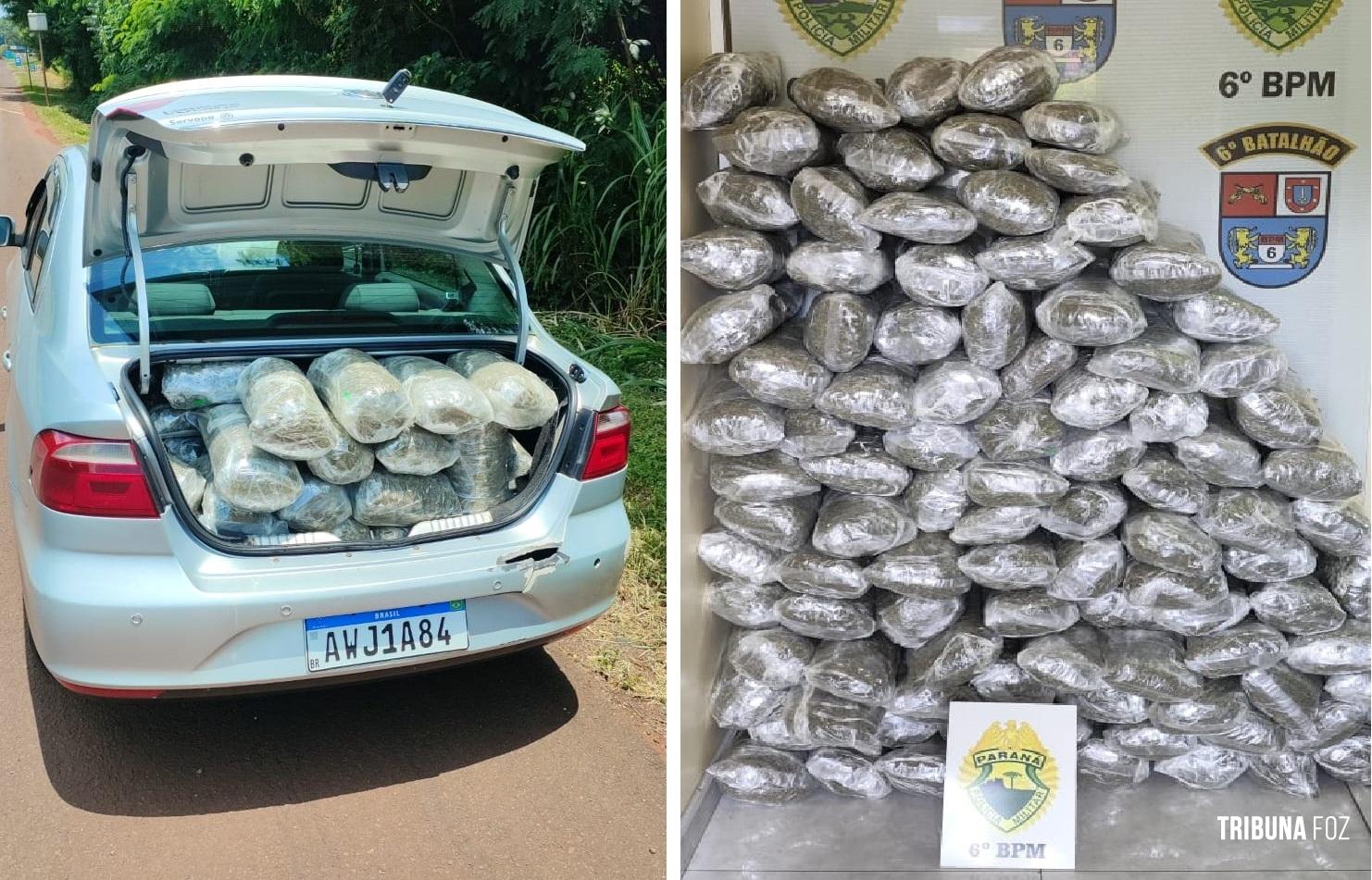 Duas mulheres são presas pela PM com 103 Kg de maconha tipo capulho em Céu Azul