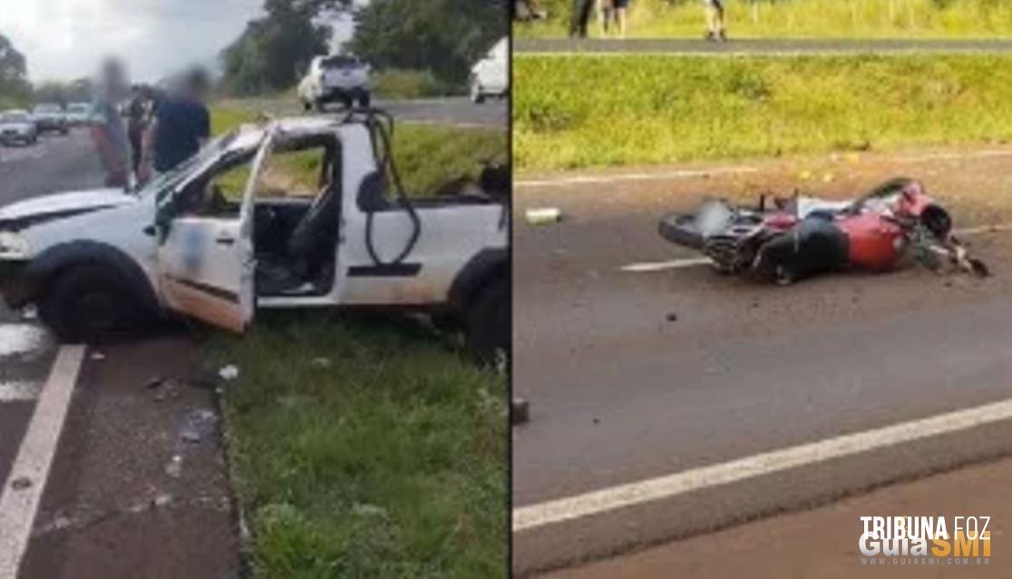 Acidente envolvendo carro e moto é registrado na BR-277 entre Medianeira e Matelândia