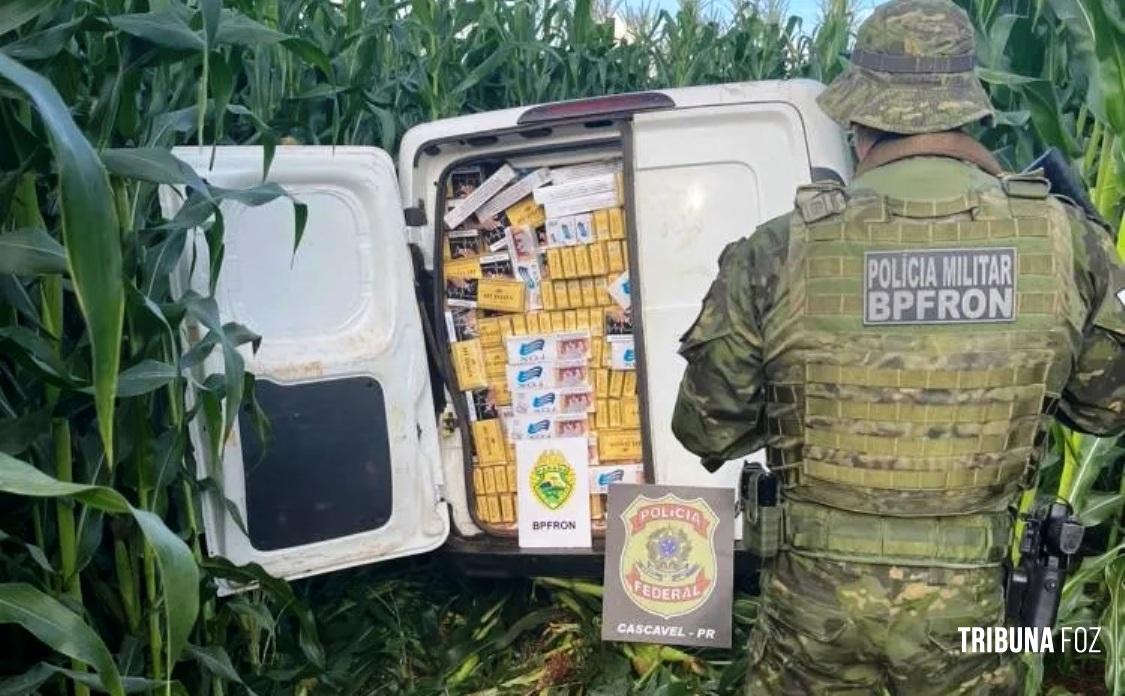 BPFRON e PF apreendem veículo carregado com cigarros contrabandeados em Céu Azul