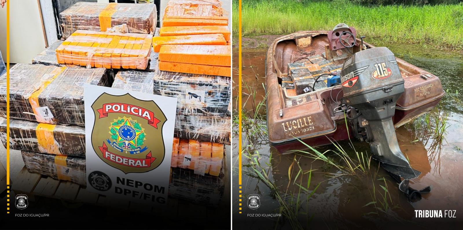 Policia Federal apreende embarcação com 427 Kg de maconha em Santa Helena