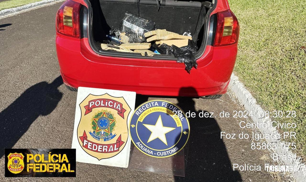 Policia Federal e Receita Federal apreendem veículo com maconha na Ponte da Amizade