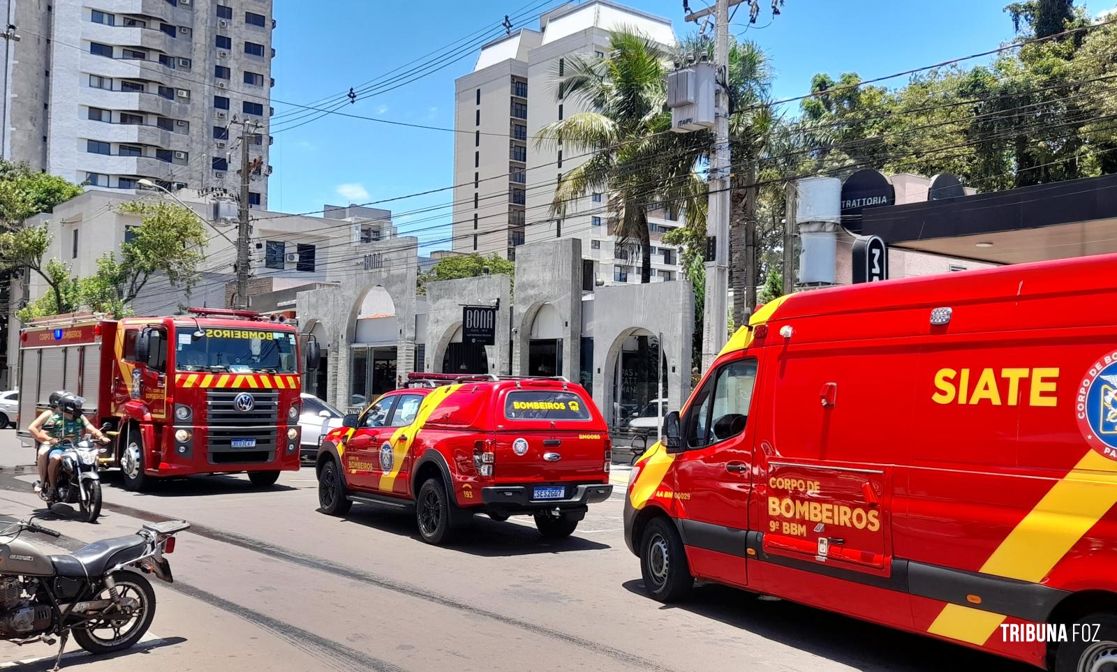 Principio de incêndio no Restaurante Bona Trattoria mobiliza o Corpo de Bombeiros de Foz do Iguaçu