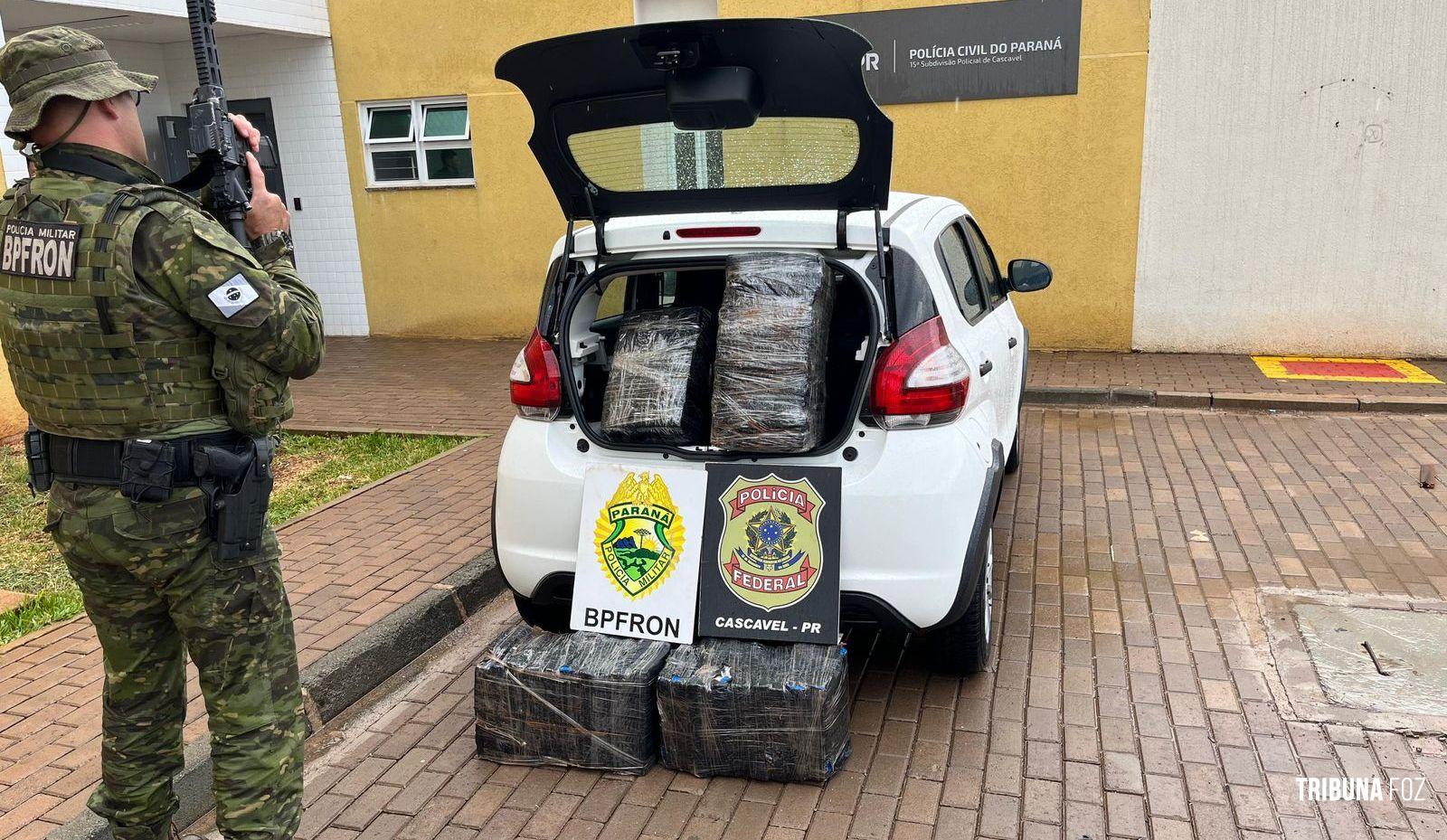 BPFRON e Policia Federal apreendem mais de 88 Kg de maconha em Santa Tereza do Oeste BPFRON e Policia Federal apreendem mais de 88 Kg de maconha em Santa Tereza do Oeste