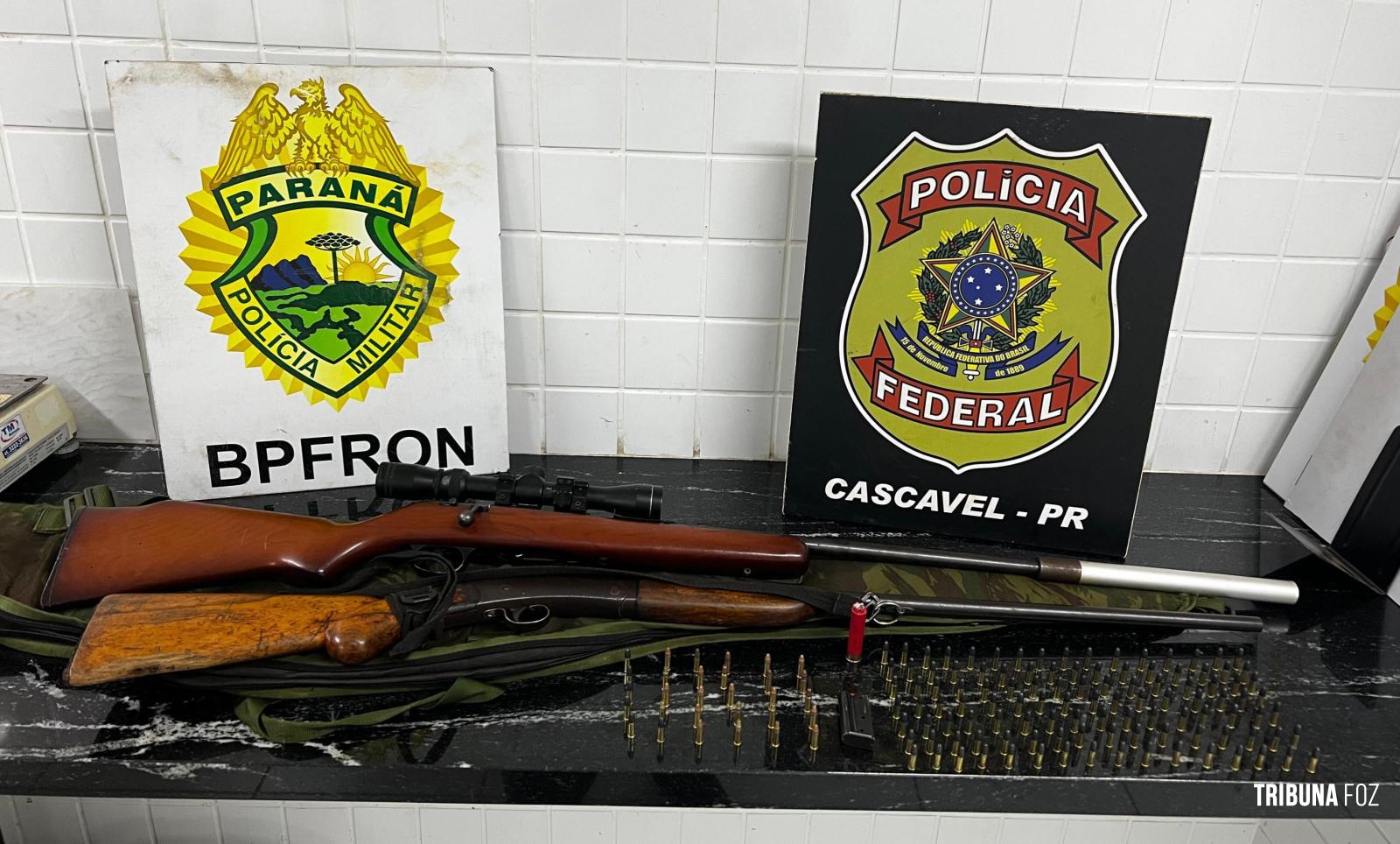 BPFRON e Policia Federal prendem homem com 2 espingardas e 143 munições em Vera Cruz do Oeste BPFRON e Policia Federal prendem homem com 2 espingardas e 143 munições em Vera Cruz do Oeste
