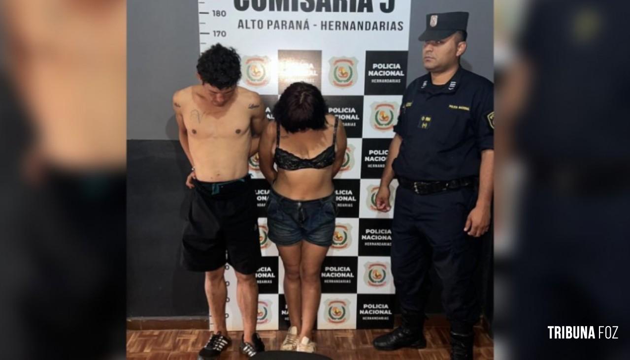 Casal é preso após assaltar uma mulher com uma faca em Hernandárias Casal é preso após assaltar uma mulher com uma faca em Hernandárias