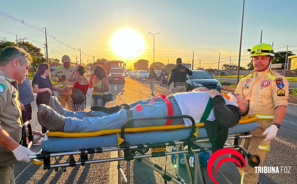 Motociclista colide com veículo na BR-277 e é encaminhado á Upa sem gravidade Motociclista colide com veículo na BR-277 e é encaminhado á Upa sem gravidade