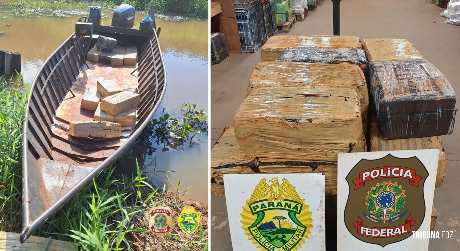 PF e PM apreendem meia tonelada de maconha no Lago de Itaipu PF e PM apreendem meia tonelada de maconha no Lago de Itaipu