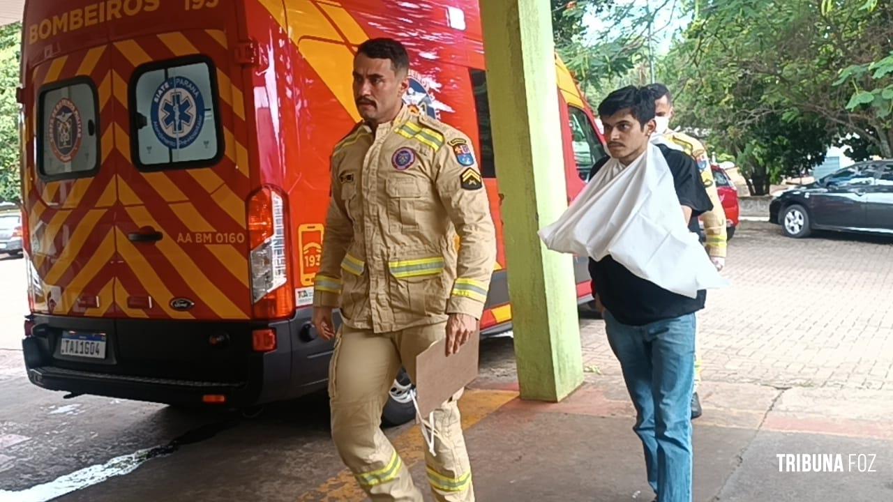 Siate socorre motociclista após colisão na Vila Portes Siate socorre motociclista após colisão na Vila Portes