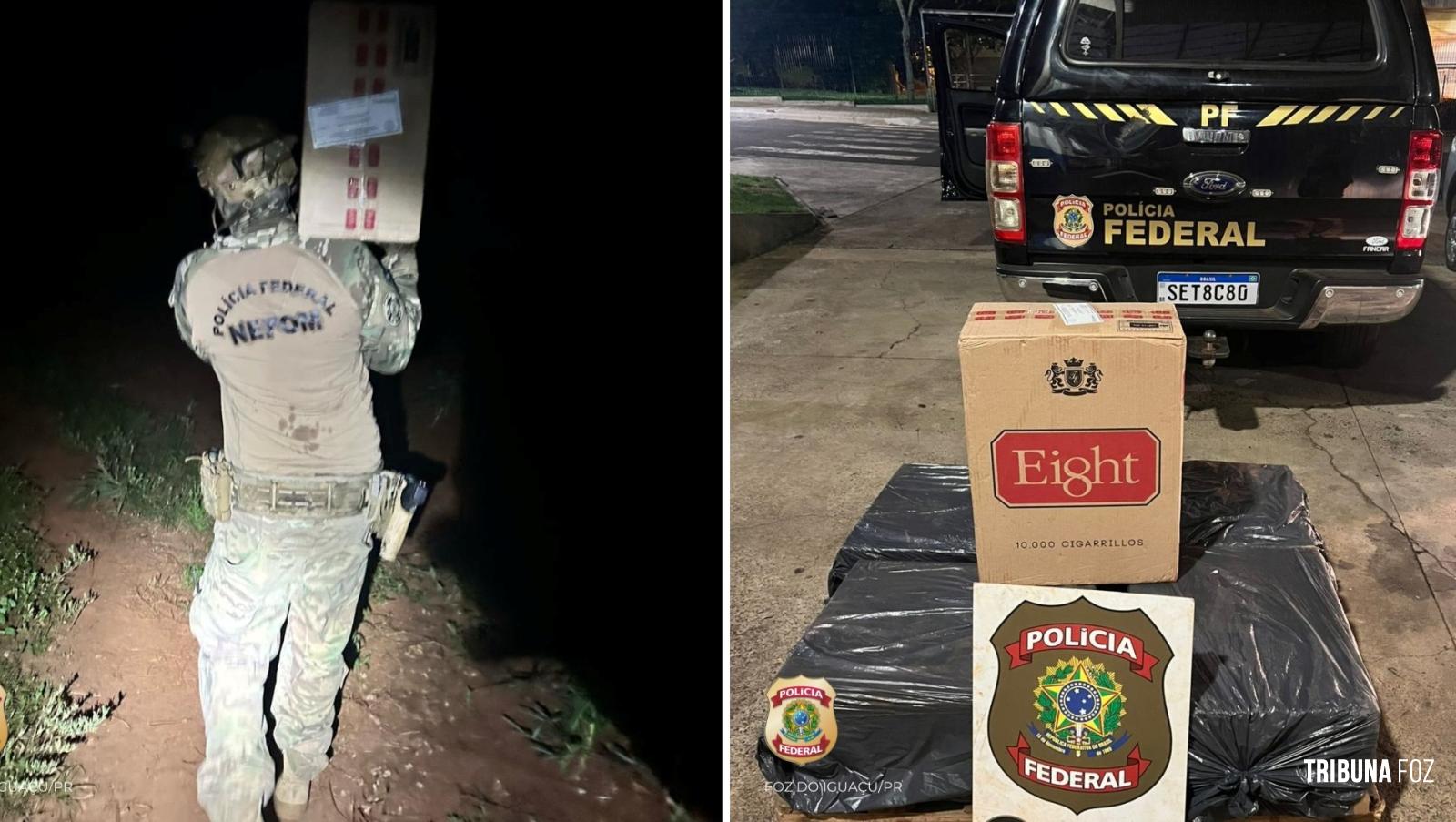 Policia Federal apreende caixas de cigarros contrabandeados nas margens do Rio Paraná Policia Federal apreende caixas de cigarros contrabandeados nas margens do Rio Paraná