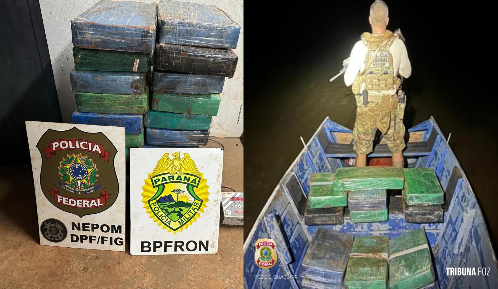 Policia Federal apreende embarcação com 200 Kg de maconha em Santa Helena