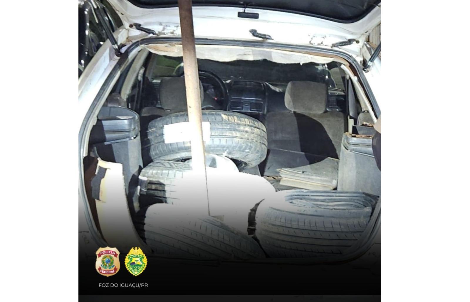 Policia Federal e BPFRON apreendem pneus contrabandeados em Foz do Iguaçu Policia Federal e BPFRON apreendem pneus contrabandeados em Foz do Iguaçu