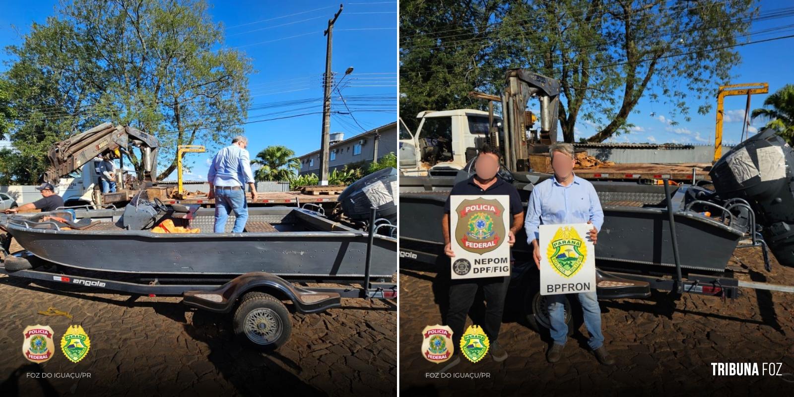 Policia Federal e PM promovem a devolução de barco furtado aos verdadeiros proprietários Policia Federal e PM promovem a devolução de barco furtado aos verdadeiros proprietários